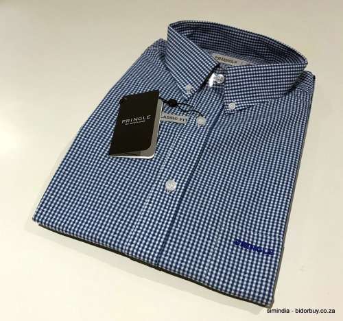 Original Mens PRINGLE Robin Long Sleeves Classic Fit Check INK Size Extra Large