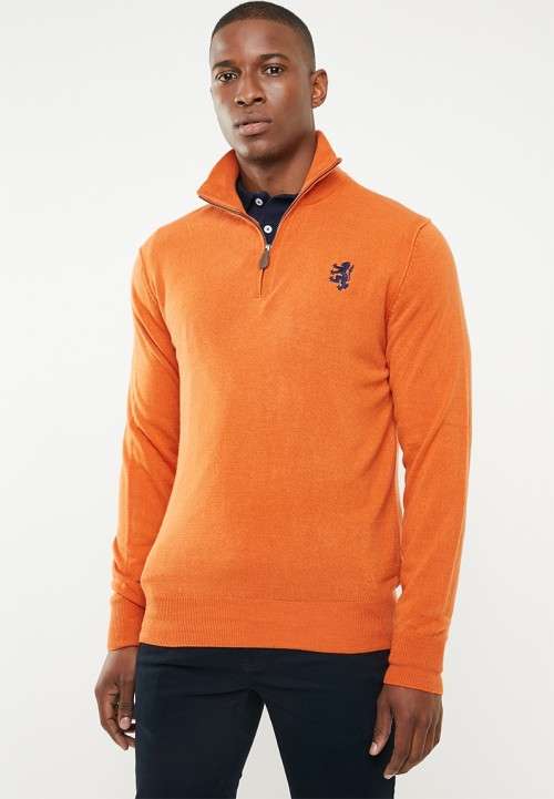Original Mens PRINGLE Charleston 1/4 Zip Knit Furnace Size Extra Large