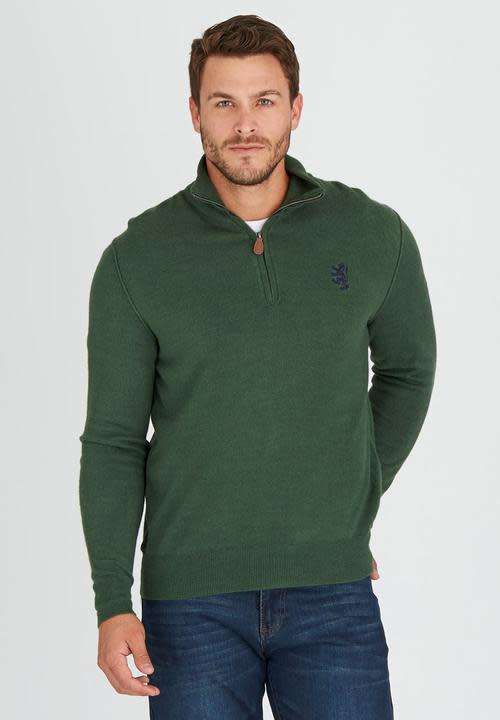 Original Mens PRINGLE Charleston 1/4 Zip Knit Dark Green Size Extra Large