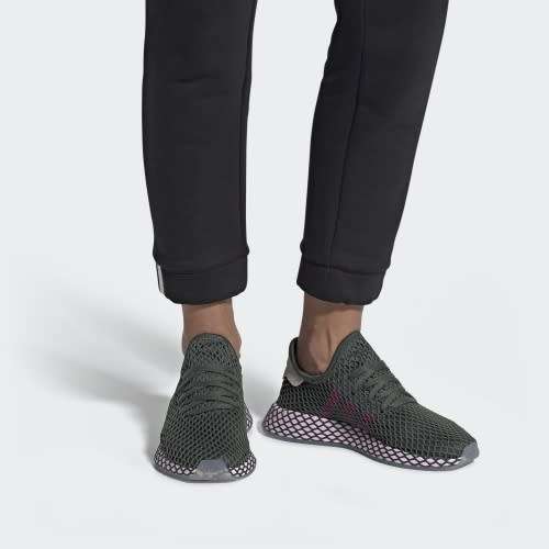 Original Women's adidas Deerupt Runner Core Olive/ Pink CG6092 Size UK 4 (SA 4)