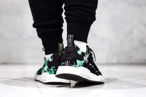 Original Mens adidas NMD R1 PRIME KNIT Green Marble BB7996 Size UK 10 (SA 10)