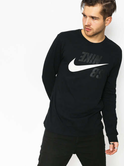 Original Mens NIKE SB Backwards Navy Blue Long Sleeve T-Shirt CI7572 451 Size Large