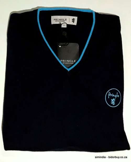 Original Mens PRINGLE Regis V-neck Knit Navy Size XL