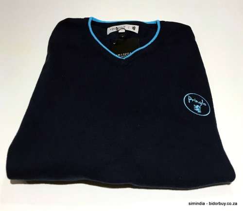 Original Mens PRINGLE Regis V-neck Knit Navy Size XL