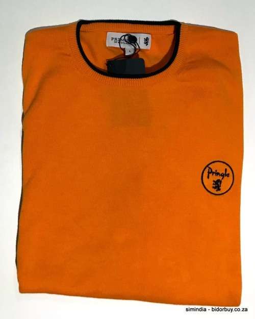 Original Mens PRINGLE Regis V-neck Knit Orange Size Large