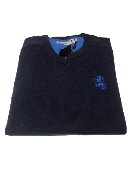 Original Mens PRINGLE Charleston V-neck Knit Indigo Size Large