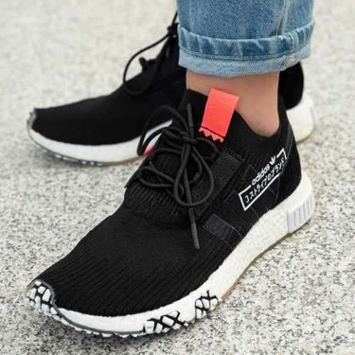 adidas Men's NMD Racer Primeknit Core Black/ Pink BB7041 Size UK 11 (SA 11)