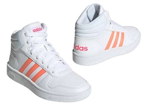 Original Women's adidas Hoops 2.0 Mid White/Orange EE6708 Size UK 5 (SA 5)