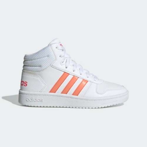 Original Women's adidas Hoops 2.0 Mid White/Orange EE6708 Size UK 5 (SA 5)