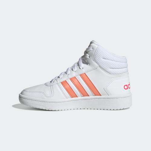 Original Women's adidas Hoops 2.0 Mid White/Orange EE6708 Size UK 5 (SA 5)