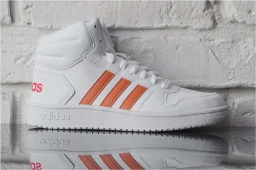Original Women's adidas Hoops 2.0 Mid White/Orange EE6708 Size UK 5 (SA 5)