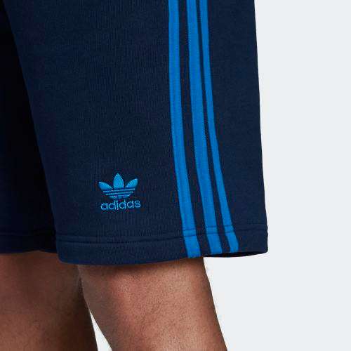 Original Men's ADIDAS Classic 3 Stripes Shorts COLLEGIATE NAVY/ BLUE BIRD CL7834 Size Medium