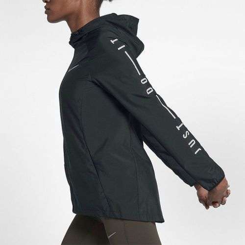 Original Women's NIKE Full Zip Essential Hooded NV Water Repel Jacket Black 890493 010 Size Medium