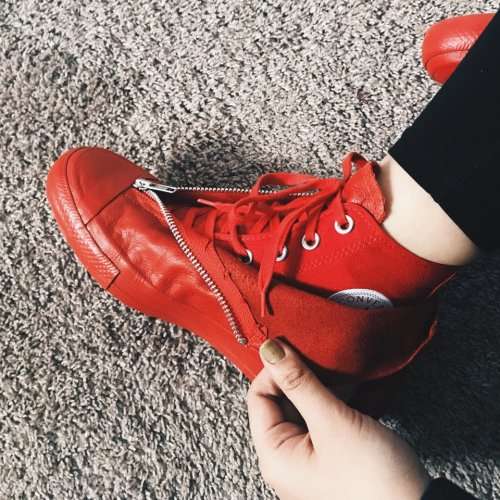 Original Women's Converse Chuck Taylor All Star Shroud Red Leather Red 549720C Size UK 8 (SA 8)