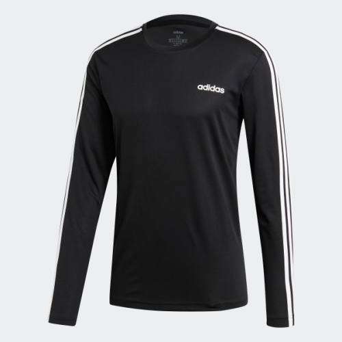 Original Men's adidas Designed 2 Move Climalite 3 Stripes Long Sleeves Black EI5647 Size Medium