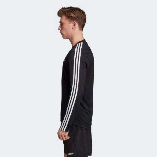 Original Men's adidas Designed 2 Move Climalite 3 Stripes Long Sleeves Black EI5647 Size Medium