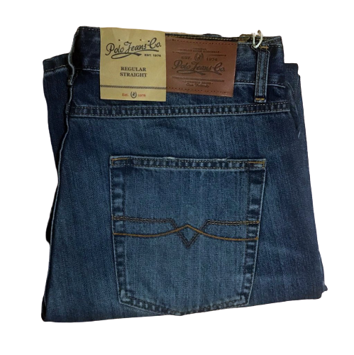 Original Mens POLO JEANS Stone Wash W36 L32 Regular Straight 100% Cotton