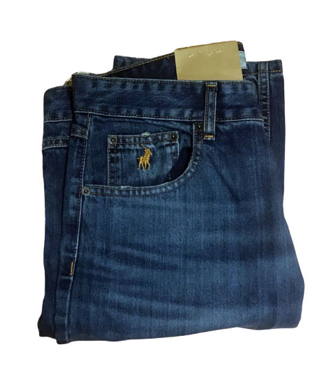 Original Mens POLO JEANS Stone Wash W36 L32 Regular Straight 100% Cotton