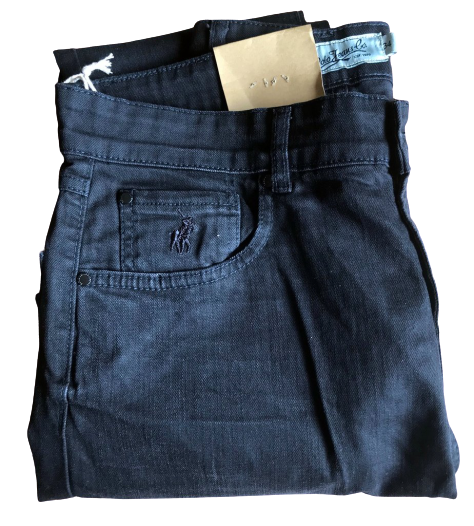 Original Mens POLO JEANS Washed W34 L34 Regular Straight BLACK 100% Cotton