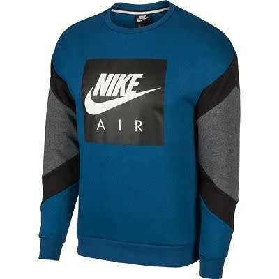 Original Mens NIKE AIR FLEECE Crewneck Sweatshirt Blue Force/ Black/Grey CD9220 474 Size XL
