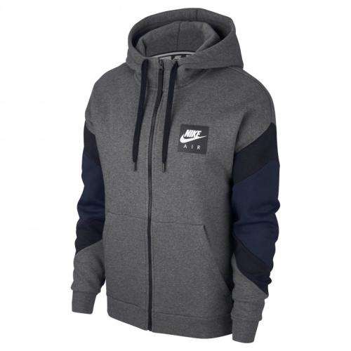 Nike Air Men's Hoodie Full Zip Fleece Warm Grey/ Black/ Navy (STD. FIT) CD9222 071 Size Medium