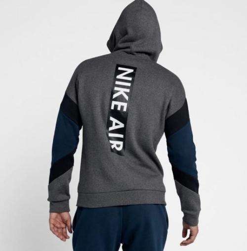 Nike Air Men's Hoodie Full Zip Fleece Warm Grey/ Black/ Navy (STD. FIT) CD9222 071 Size Medium