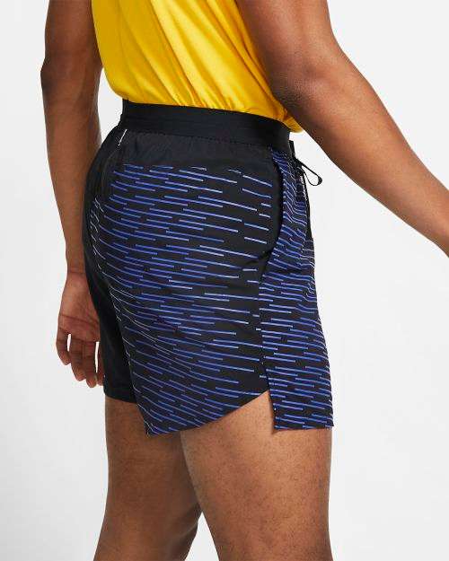 Original Mens Nike Flex Stride Berlin 13 cm Running Shorts Black/Multi  CK1748 010 Size Extra Large