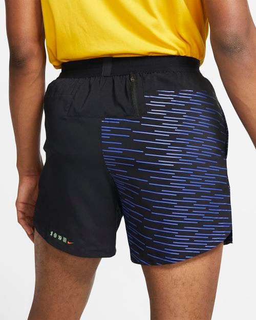 Original Mens Nike Flex Stride Berlin 13 cm Running Shorts Black/Multi  CK1748 010 Size Extra Large