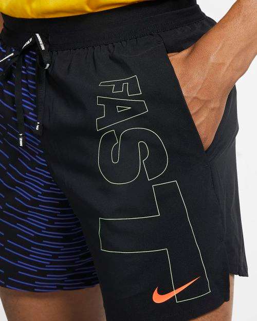 Original Mens Nike Flex Stride Berlin 13 cm Running Shorts Black/Multi  CK1748 010 Size Extra Large