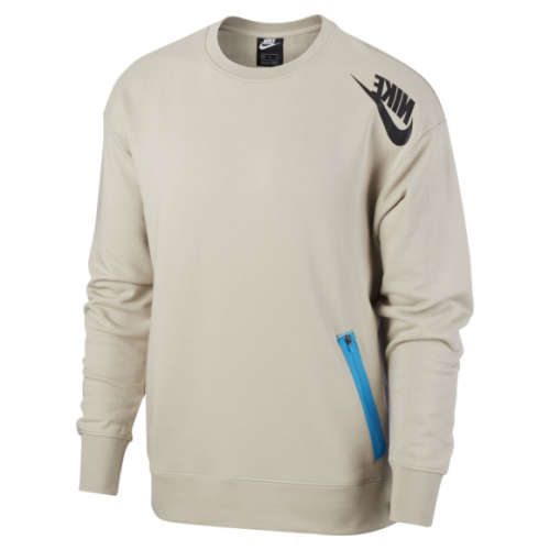 Original Mens Nike Sportswear French Terry Crew String/ Laser Blue CT9762 221 Size Extra Large