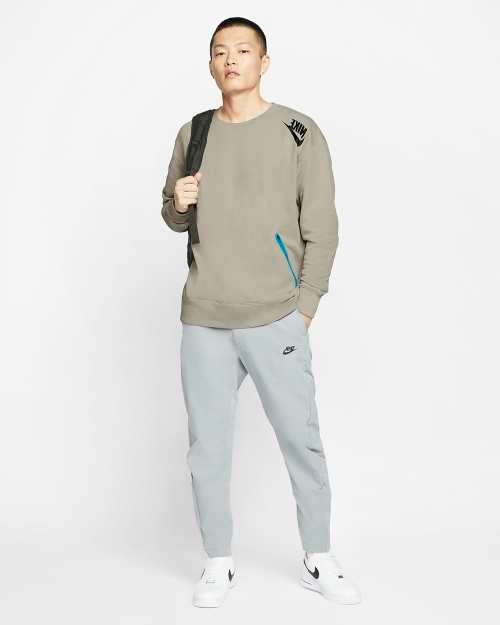 Original Mens Nike Sportswear French Terry Crew String/ Laser Blue CT9762 221 Size Extra Large