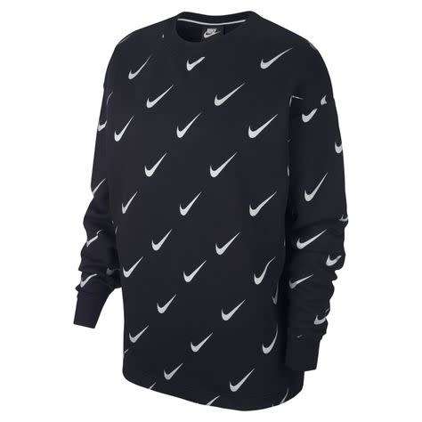 Original NIKE Womens Rally Print Metallic Crewneck Sweatshirt (LOOSE FIT) CJ5020 010 Size Large