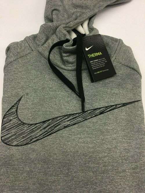 Original Mens Nike Classic Therma Graphic Hoodie (Super Soft Inside) Grey CJ5149 063 Size Large