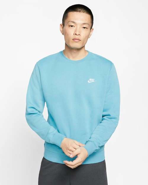 Original Mens NIKE Sportswear Club Crew Sweatshirt Fleece Blue BV2662 424 Size Medium