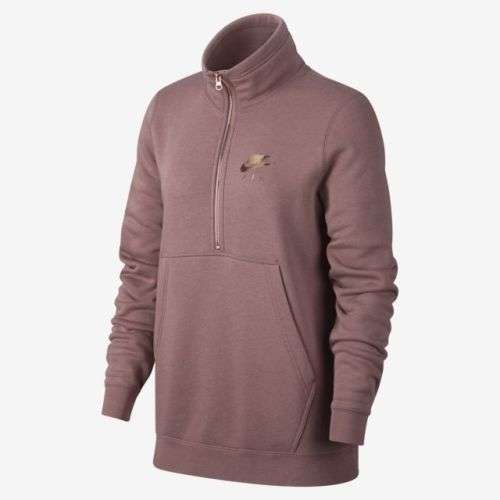 Original NIKE Womens Sportswear 1/2 ZIP Fleece Top Smokey Mauve CJ4938 298 Size Large