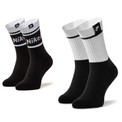 Original Unisex Nike Air SNEAKER Sox Crew Socks 2 Pairs SX0202 100 Fits Size UK 8-11 (SA 8-11)