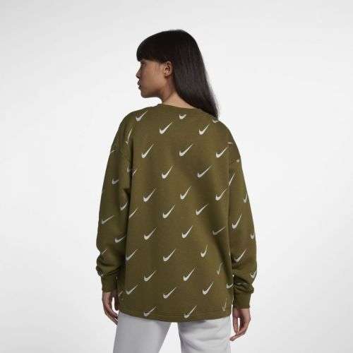 Original NIKE Womens Rally Print Metallic Crewneck Sweatshirt (LOOSE FIT) CJ5020 368 Size Medium