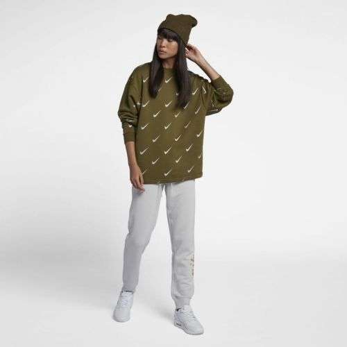 Original NIKE Womens Rally Print Metallic Crewneck Sweatshirt (LOOSE FIT) CJ5020 368 Size Medium