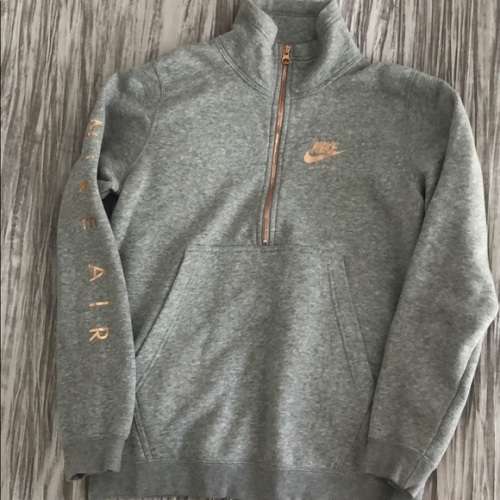 Original NIKE Womens Sportswear 1/2 ZIP Fleece Top Grey/ Rose Gold CJ4938 063 Size Medium