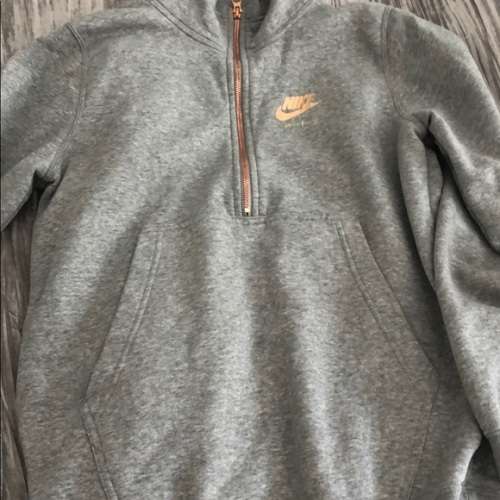 Original NIKE Womens Sportswear 1/2 ZIP Fleece Top Grey/ Rose Gold CJ4938 063 Size Medium