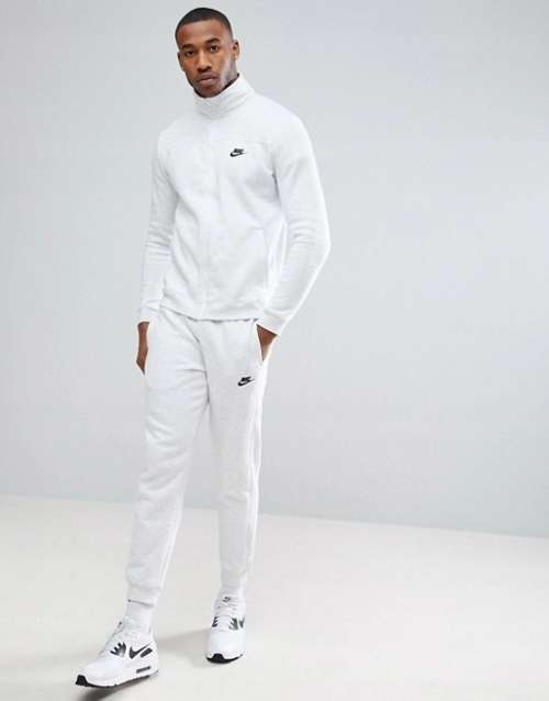 Original Men's Nike 2 Piece Track Suit 80% COTTON Fleece Light Grey CJ4525 051 Size XL