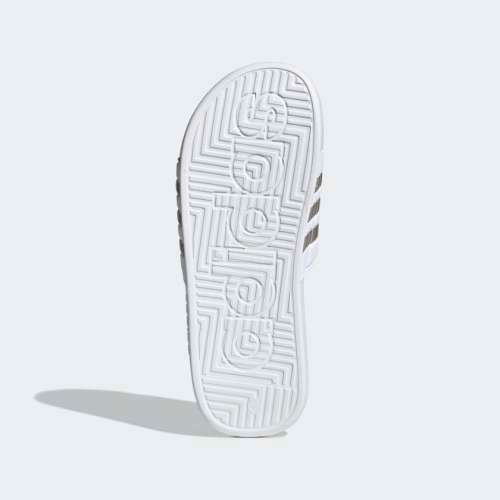 Original Mens adidas ADISSAGE SLIDES Cloud White/ Platinum Metallic F35576 Size UK 9 (SA 9 )