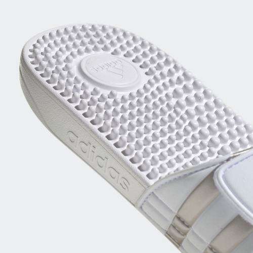 Original Mens adidas ADISSAGE SLIDES Cloud White Platinum Metallic F35576 Size UK 9 SA 9