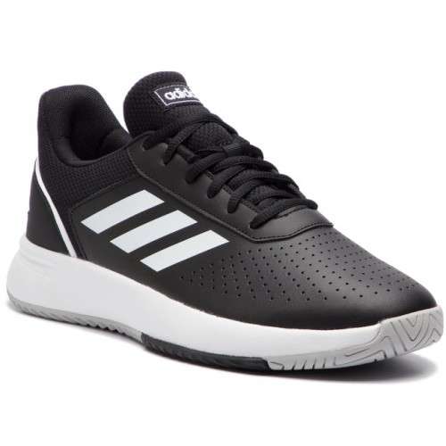 Original Mens adidas COURTSMASH Core Black/ Grey Two F36717 Size UK 8 (SA 8)
