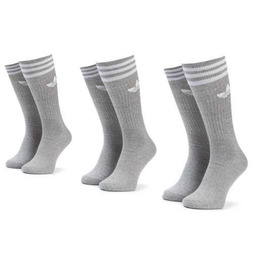 Original adidas UNISEX CREW SOCKS 3 PAIRS Grey Heather/ White ED9361 Fits Size UK 8.5-11