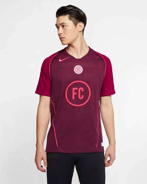 NIKE Men's F.C. Home Men's Short-Sleeve Football Shirt Burgundy AT6017 681 Size Large