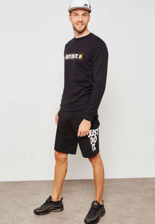 Original Mens Nike HBR Just Do It Shorts Black AQ7987 010 Size Large