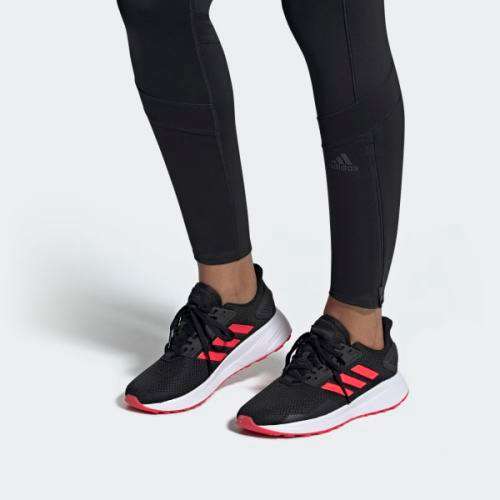 Original Women's adidas Duramo 9 Core Black / Shock Red EE8187 Size UK 6 (SA 6)