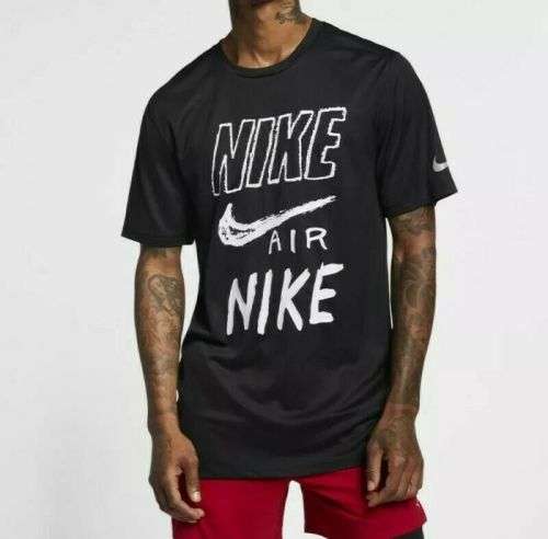 Original Mens NIKE DRI-FIT Running Tee SWOOSH FRONT LOGO Black CN8340 010 Size Large