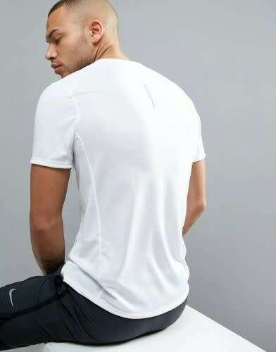 Original Men's Nike Dri-Fit Miler Short Sleeve Top White AT3951 100 Size Large